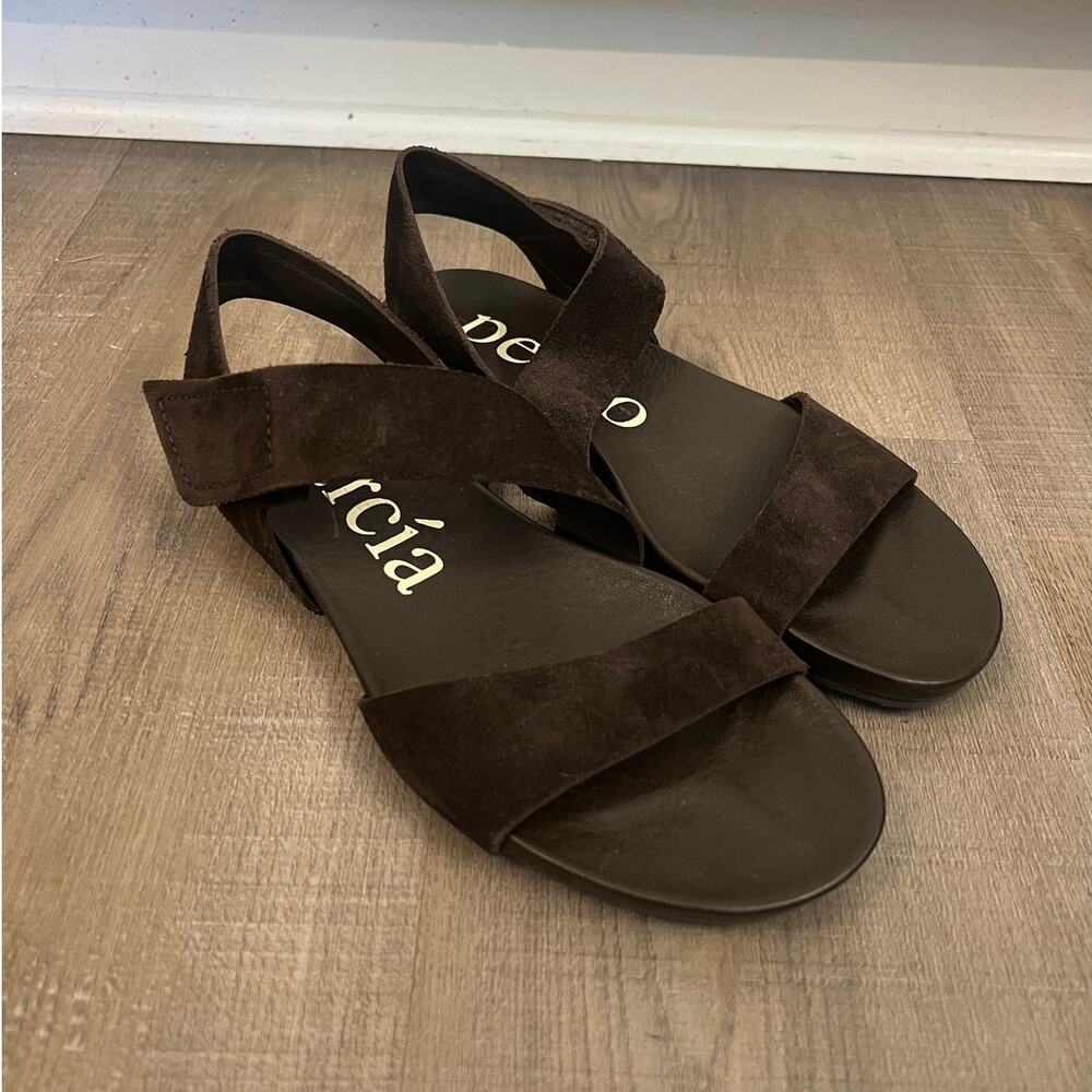 Pedro Garcia Jade Chocolate Brown Suede Flat Sandals